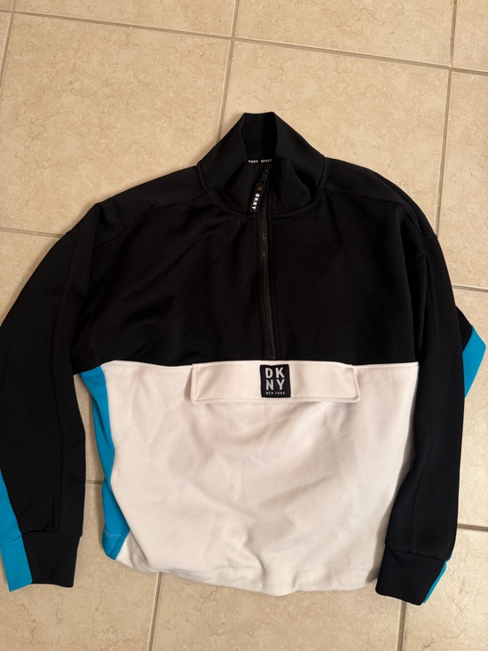 Dkny Sweaters - DKNY Black Zip-Front Sport Pullover